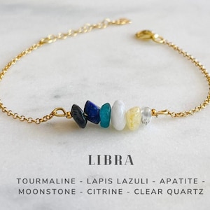 Libra Bracelet/Necklace Raw Crystal Zodiac Sign Astrology Choker Crystal Jewelry, Astrology Gifts  Zodiac, Gemstone Bracelet, Birthstone