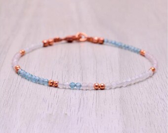 Rose Quartz Aquamarine Moonstone Fertility Bracelet