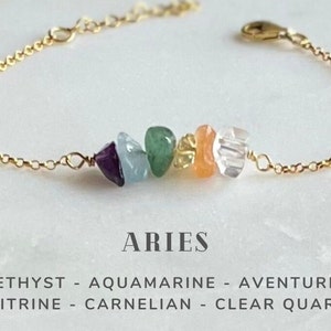 Aries Bracelet/Necklace Raw Crystals Zodiac Sign Astrology Choker Crystal Jewelry, Astrology Gifts  Zodiac, Gemstone Bracelet, Birthstone