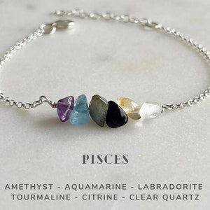 Bransoletka/naszyjnik Ryby Surowy kryształ Znak zodiaku Astrologia Choker Biżuteria kryształowa, Astrologia, Zodiak, Bransoletka z kamieni szlachetnych, Kamień szlachetny