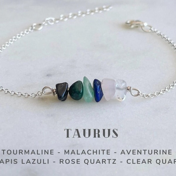 Taurus Bracelet/Necklace Raw Crystal Zodiac Sign Astrology Choker Crystal Jewelry, Astrology, Zodiac, Gemstone Bracelet, Birthstone