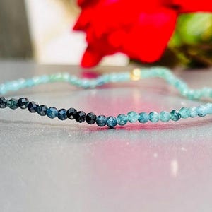 Blue Tourmaline bracelet, bead bracelet, bracelet femme, Genuine Tourmaline jewelry, delicate womens gemstone bracelet, dainty crystal