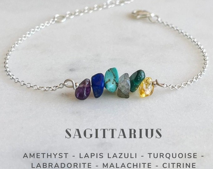 Sagittarius Bracelet/Necklace Raw Crystal Zodiac Sign Astrology Choker Crystal Jewelry, Astrology, Zodiac, Gemstone Bracelet, Birthstone