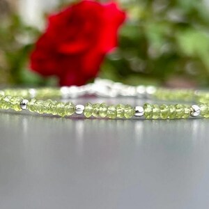 AAA Peridot Beads Bracelet, Peridot Bracelet, Rondelle Faceted Peridot Jewellery,Beaded Bracelet,Gemstone, Peridot Jewelry Beaded Bracelet