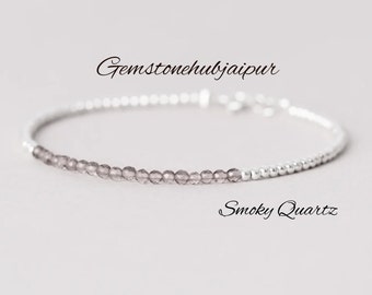 Smoky quartz bracelet / Shaded smoky quartz stack bracelet / Smoky quartz jewellery / August birthstone / Gift for her, Mother's day gift