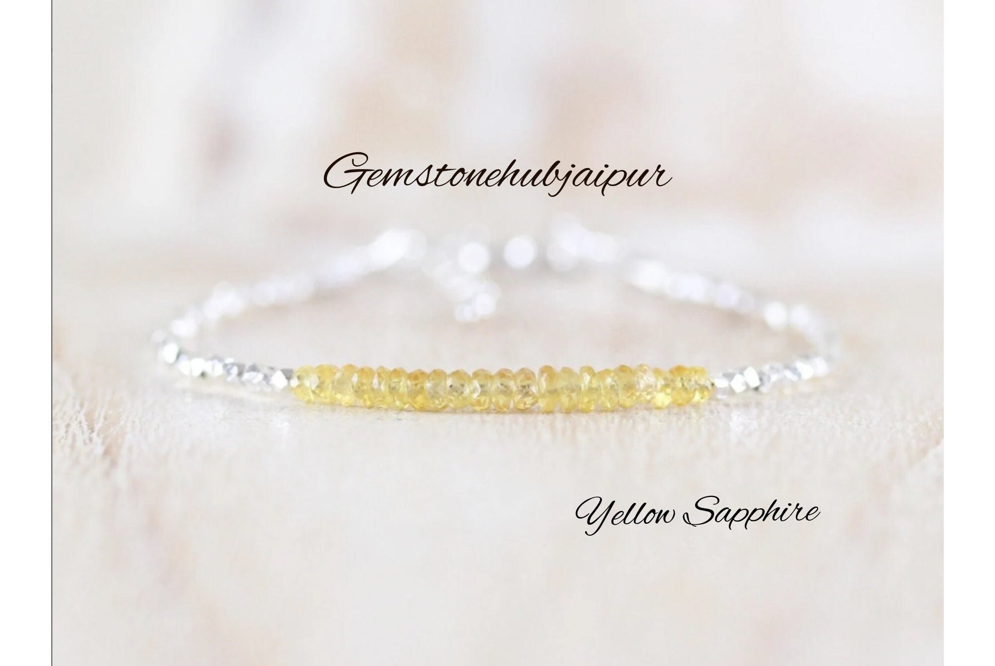 Shreepoojagems Yellow Sapphire Round Beads Gemstone 5-6mm Smooth 7