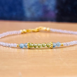 Rainbow Moonstone Peridot & Apatite Bracelet | Heart Chakra Goddess Bracelet Raw Peridot Bracelet| Moonstone Bracelet| Handmade