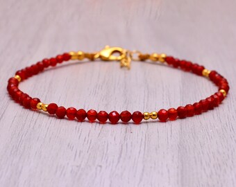 Healing Carnelian Crystal Minimalist Bracelet, Natural Gemstone Dainty Bracelet, Sacral Chakra, Setting Sun