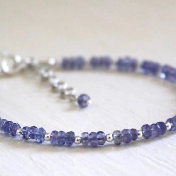 AAA Tanzanite Bracelet, Delicate Tanzanite bracelet made with High Quality 4mm Beads, Dainty Bracelet