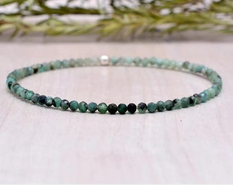 Smaragd Stretch Armband, Zarte Elastische Perlen Schmuck, Mai Birthstone