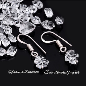 Herkimer diamond earring gold, April birthstone, herkimer diamond Jewelry, herkimer quartz, raw diamond earring, birthday gift her 2 Piece