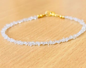 Herkimer Diamant Armband, Perlen Quarz Kristall, April Geburtsstein