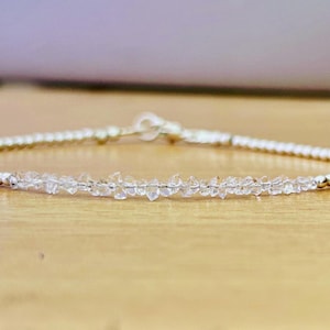 Bracciale con diamanti Herkimer, gioielli in argento sterling e quarzo cristallino