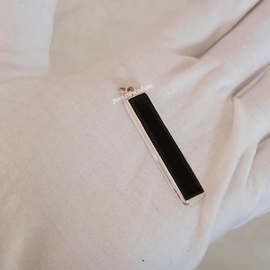 Rectangle Black Onyx Pendant: Modern Sterling Silver Gemstone