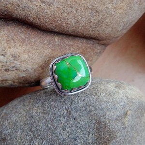 Anillo de cobre verde y turquesa, anillo bohemio de plata de ley.