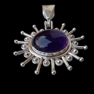 Natural Amethyst Pendant, Oval Amethyst Pendant, Natural Gemstone, Big Stone Pendant, 925 Sterling Silver Handmade Pendant, Gift Her/ Him