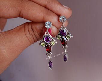 ヴィンテージ スターリング ペリドット、アメジスト、トパーズ