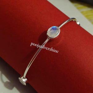Rainbow Moonstone Bangle: Handmade Sterling Silver Gemstone Jewelry