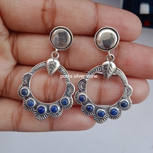 Natural Lapis Lazuli Earrings, Silver Lapis Earring, Handmade Lapis Lazuli Earring, Beautiful Lapis Dangle, Best Birthday& Mother Day Gift