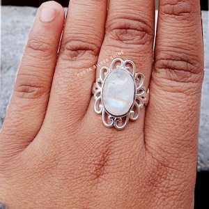 Mondstein Ring, Sterling Silber Ring, Blauer Blitz Mondstein Ring, Regenbogen Mondstein Ring, handgemachte Edelstein Ring, Birthstone Ring, Geschenk für sie