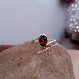 Natural Garnet Ring, Amethyst Ring, Red Garnet Ring, 925 Silver Ring, Best Anniversary Gift Her, Gemstone Jewelry, Beautiful Handmade Ring,