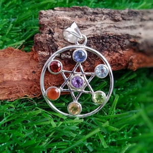 Multi Gemstone Pendant, 925 Solid Silver Pendant, 7 Birthstone Pendant, Natural Gemstone Pendant, July Birthstone, Attractive Jewelry Gift