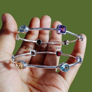 Armband i sterlingsilver med flera ädelstenar: Boho-armband med födelsesten för kvinnor