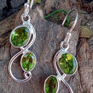 Handmade Sterling Silver Peridot Earrings: Green Gemstone Jewelry