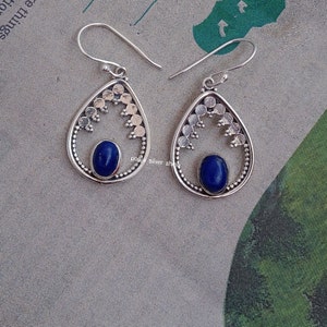 Handmade Sterling Silver Lapis Lazuli Dangle Earrings