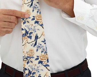 Chinoiserie Design Necktie, men's fashion, Formal Wear, Casual Wear, Silky Finish, Polyester, necktie, Wedding Attire, Father's Day