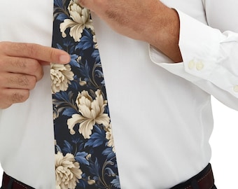 Floral Damask Necktie, men's fashion, Formal Wear, Casual Wear, Silky Finish, Polyester, necktie, Dad's gift, Father's Day, Wedding Attire