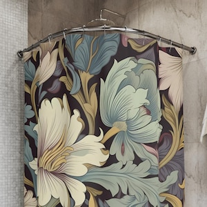 William Morris Inspired Bold Floral Shower Curtain | Vintage Floral Bathroom Decor | Timeless Elegance to Transform Your Bathroom