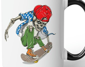 Mug à café pour skateur, cadeaux pour skateur, cadeaux d'anniversaire pour skateur, mug bicolore