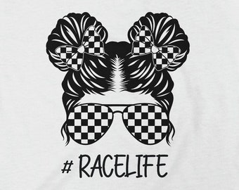 Toddler's Fine Jersey Tee - "#Race Life" Saying with a Cute Girly Design, runs true to size, ensuring a perfect fit for your little one.