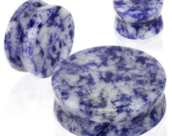 Blue Spot Stone | Ear Plugs, Gauges [8g, 6g, 4g, 2g, 0g, 00g, 1/2", 9/16", 5/8", 3/4", 7/8", 1"]