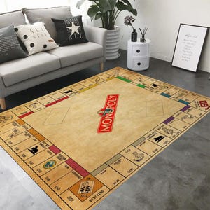 Monopoly Teppich, Spielteppich, Brettspiel, Gaming-Teppich, Spielkartenteppich, Familienspiele, lustiger Teppich, Geschenk für Spiele, Benutzerdefinierter Teppich