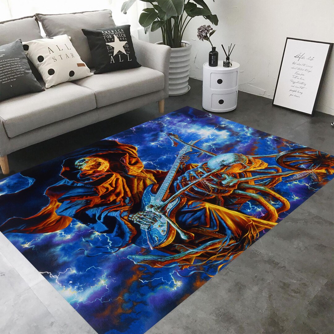 Black Skull Round Rug