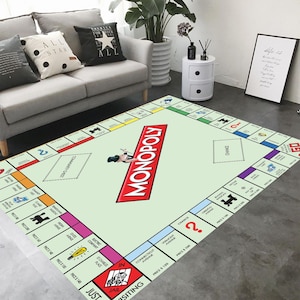 Monopoly Teppich, Spielteppich, Brettspiel, Gaming-Teppich, Spielkartenteppich, Familienspiele, lustiger Teppich, Geschenk für Spiele, Benutzerdefinierter Teppich