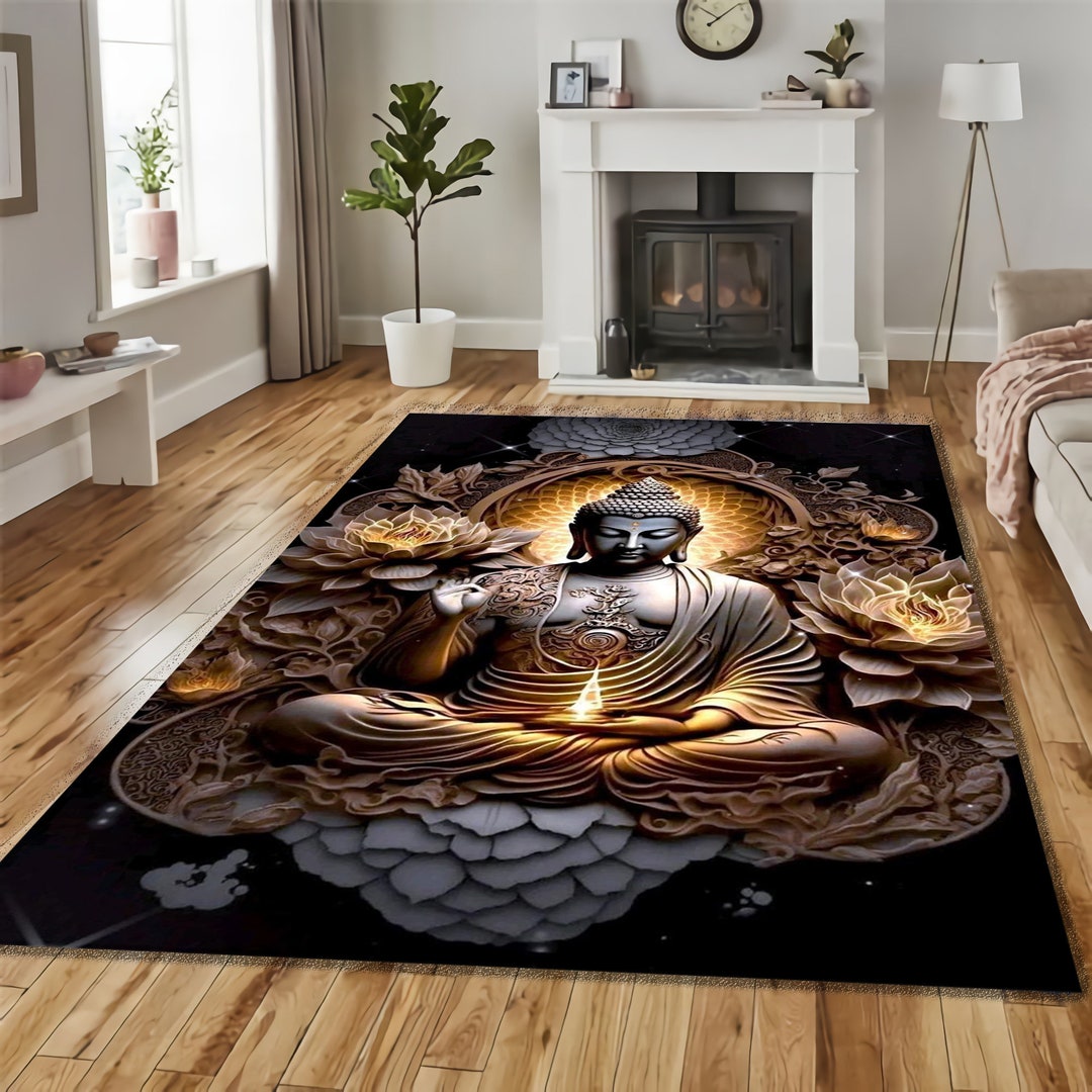 Buddha Rug, Buddha Pattern Rug, Buddha Print Rug, Yoga Rug, Meditation ...