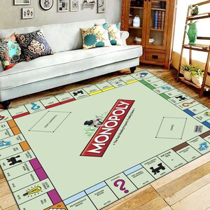 Monopoly Teppich, Spielteppich, Brettspiel, Gaming-Teppich, Spielkartenteppich, Familienspiele, lustiger Teppich, Geschenk für Spiele, Benutzerdefinierter Teppich