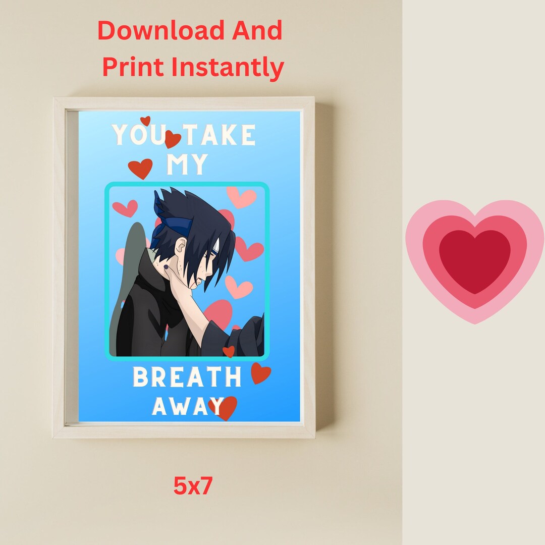 Sasuke Uchiha/ Naruto/ Valentine's Day Card/ Anime Card - Etsy