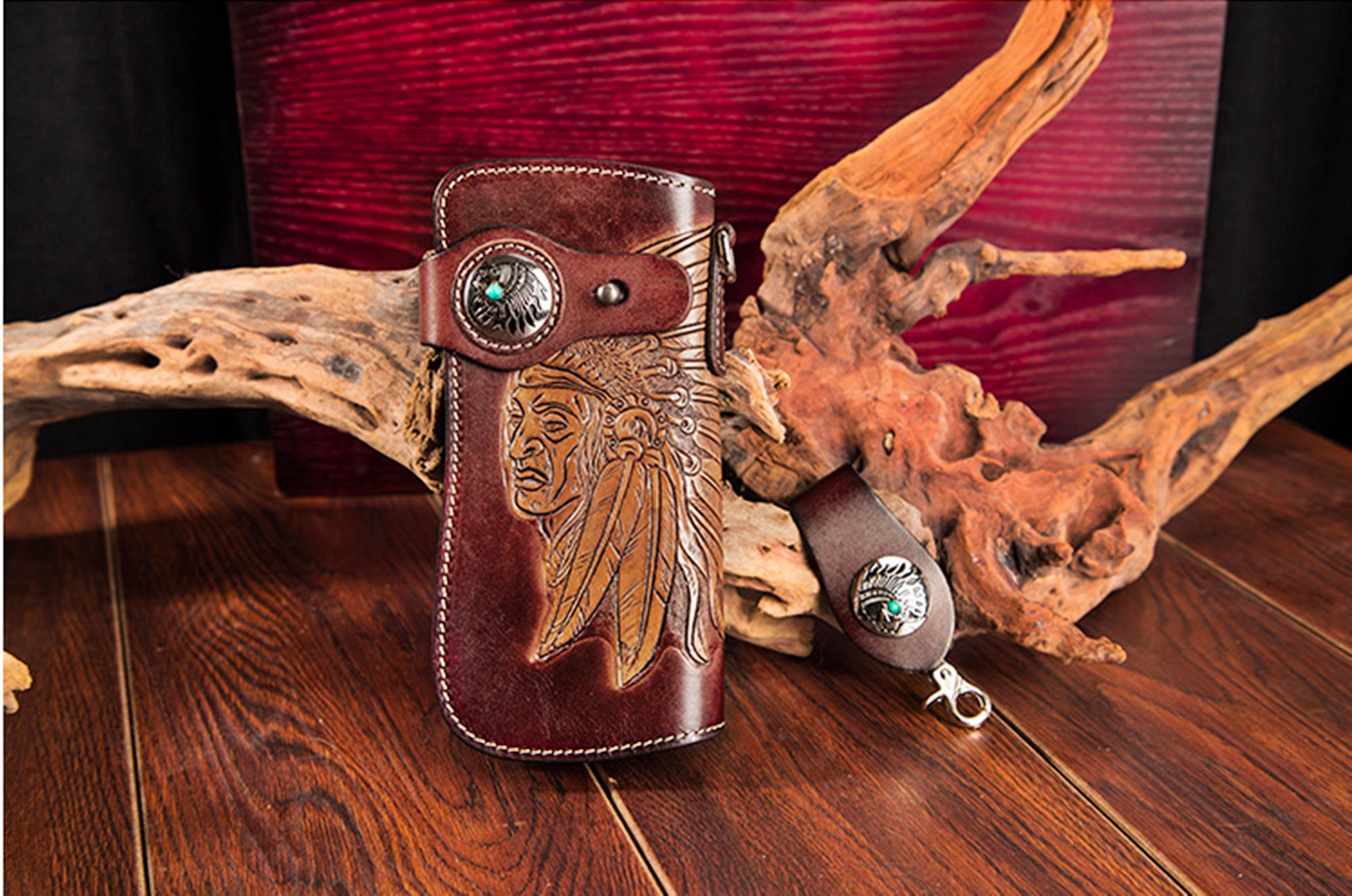 Winter War Chief Nomad Series 2- 7-3/4 Custom Leather Long Wallet And  Accessories