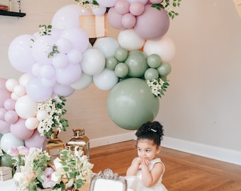 Enchanted Garden Balloon Garland Kit Garden Balloon Garland Kit Lavender Balloons Sage Ballooms First Birthday Balloon Arch Kit Baby Shower