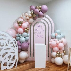 Tea Party Balloons Fancy Nancy Balloons Butterfly Balloon Garland Pastel Balloon Garland Gold Balloons Pink Enchanted Garden Balloon Garland