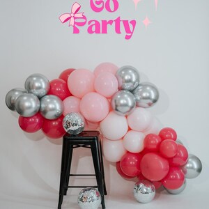 Barbie Balloon Garland Hot Pink Balloons Bachelorette Balloons Cowgirl Balloon Arch Disco Balloons Chrome Silver Girls Birthday Balloon Arch