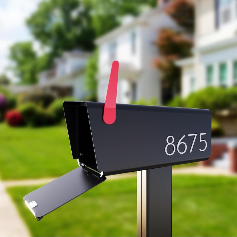 Wyzer Modern Post Mailbox – Matte Black | Rustproof Aluminum, Large Capacity Package-Ready, Retro-Inspired Design