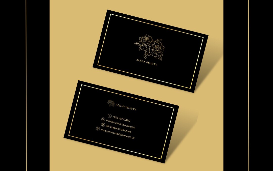 Canva Business Card, Business Printable Canva Card, Black Business Card