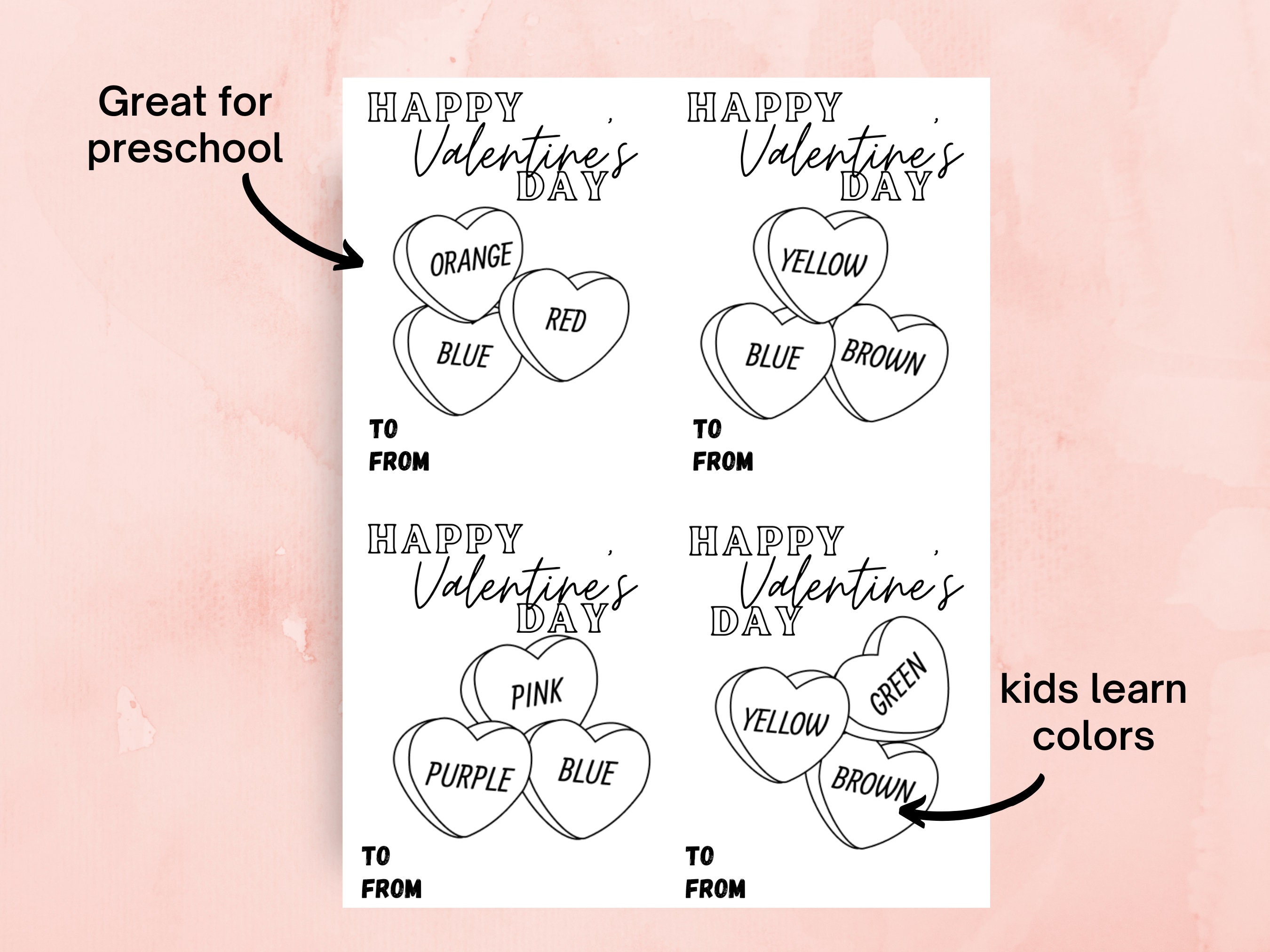 Printable Kids Valentine Coloring Cards - Etsy