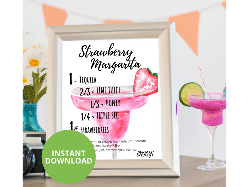 Printable Margarita Recipe Bundle for National Margarita Day, Fiesta Theme, Margarita Monday ...