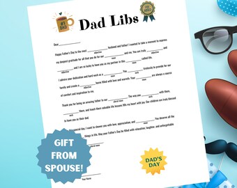 DESCARGA INSTANTÁNEA Día del Padre Dad Libs, Mad Libs, Regalo para cónyuge, Regalo divertido para papá, Regalo de esposa